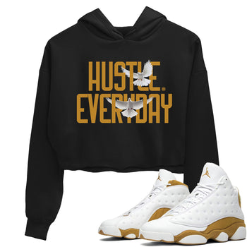 Air Jordan 13 Retro Wheat Sneaker Matching Clothes Daily Hustle Sneaker TeesAJ13 Wheat SNRT Sneaker Release Tees Crop T-Shirts Black 1