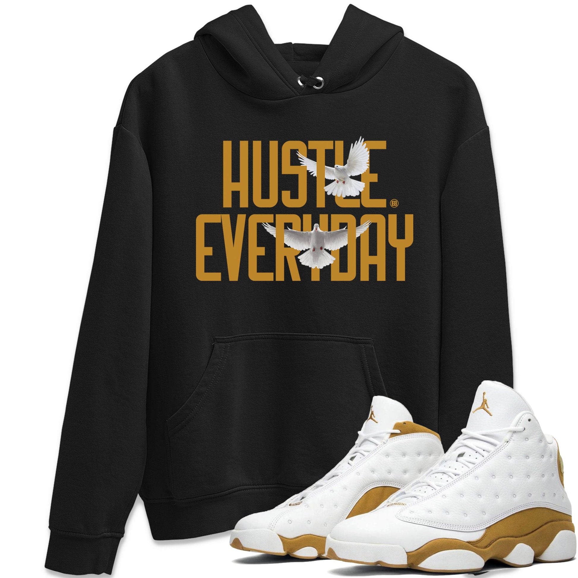 Air Jordan 13 Retro Wheat Sneaker Matching Clothes Daily Hustle Sneaker Tees Air Jordan 13 Wheat SNRT Sneaker Release Tees Unisex Shirts Black 1