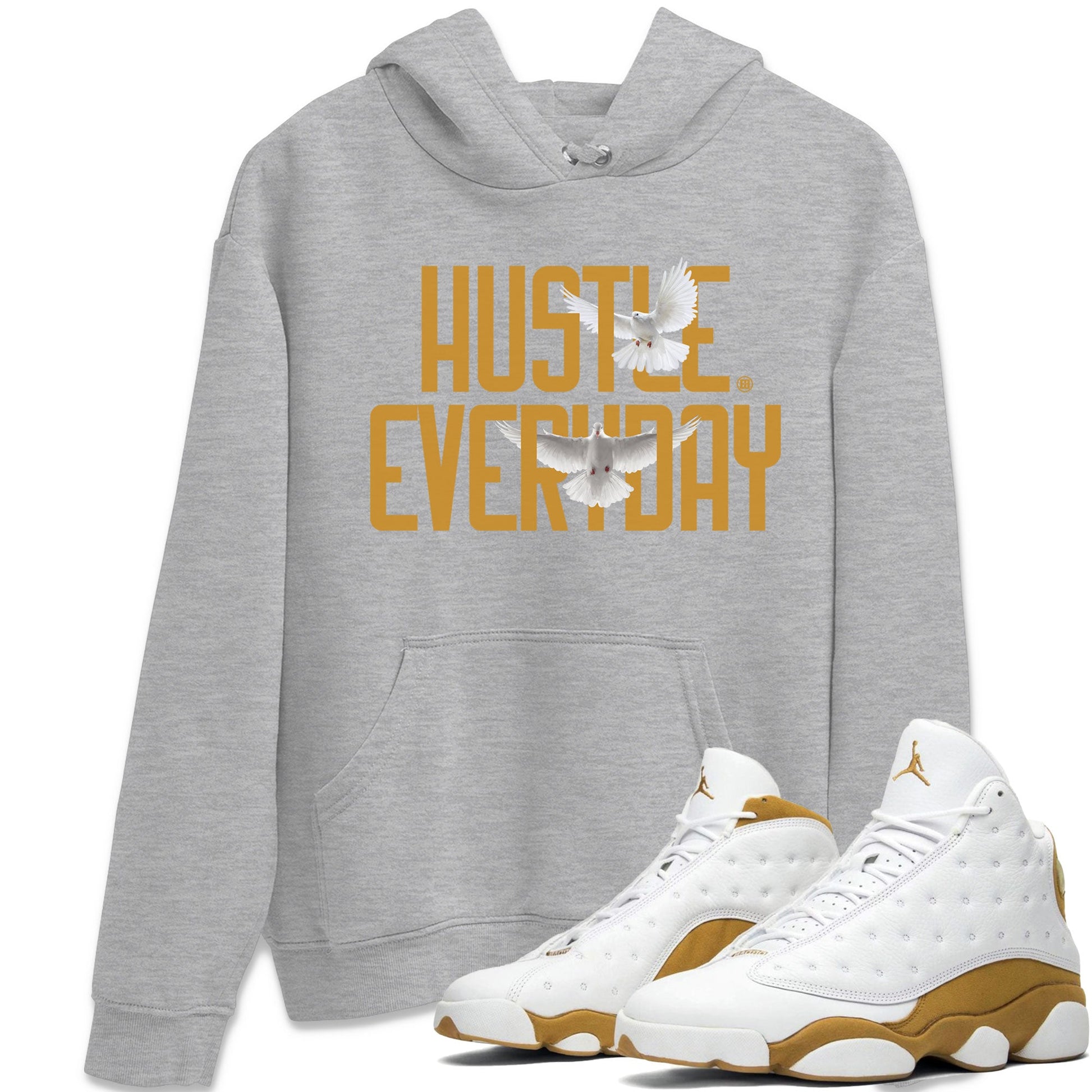 Air Jordan 13 Retro Wheat Sneaker Matching Clothes Daily Hustle Sneaker Tees Air Jordan 13 Wheat SNRT Sneaker Release Tees Unisex Shirts Heather Grey 1