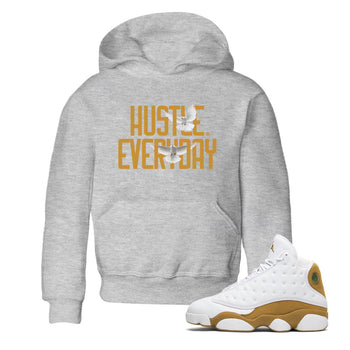 Air Jordan 13 Retro Wheat Sneaker Matching Clothes Daily Hustle Sneaker Tees Air Jordan 13 Wheat SNRT Sneaker Release Tees Kids and Baby Youth Shirts Heather Grey 1