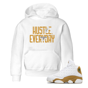 Air Jordan 13 Retro Wheat Sneaker Matching Clothes Daily Hustle Sneaker Tees Air Jordan 13 Wheat SNRT Sneaker Release Tees Kids and Baby Youth Shirts White 1