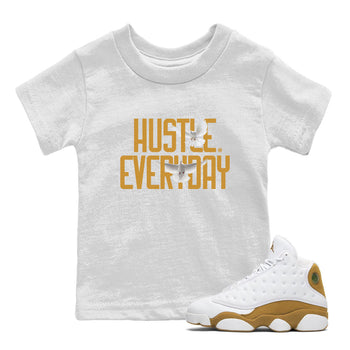 Air Jordan 13 Retro Wheat Sneaker Matching Clothes Daily Hustle Sneaker Tees Air Jordan 13 Wheat SNRT Sneaker Release Tees Kids and Baby Youth Shirts White 1