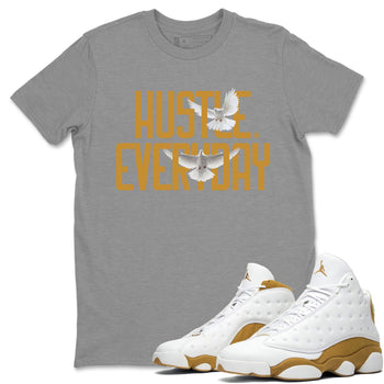 Air Jordan 13 Retro Wheat Sneaker Matching Clothes Daily Hustle Sneaker Tees Air Jordan 13 Wheat SNRT Sneaker Release Tees Unisex Shirts Heather Grey 1