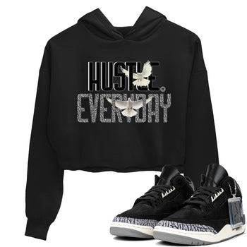 Air Jordan 3 Off Noir shirt to match jordans Daily Hustle sneaker tees Air Jordan 3 Retro Off Noir SNRT Sneaker Tees Black 1 Crop T-Shirt
