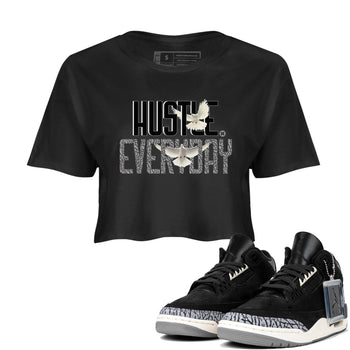 Air Jordan 3 Off Noir shirt to match jordans Daily Hustle sneaker tees Air Jordan 3 Retro Off Noir SNRT Sneaker Tees Black 1 Crop T-Shirt
