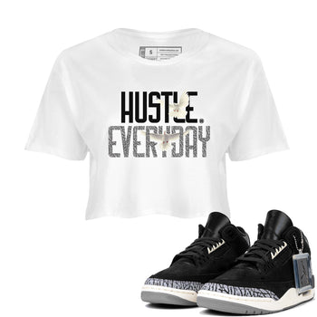 Air Jordan 3 Off Noir shirt to match jordans Daily Hustle sneaker tees Air Jordan 3 Retro Off Noir SNRT Sneaker Tees White 1 Crop T-Shirt