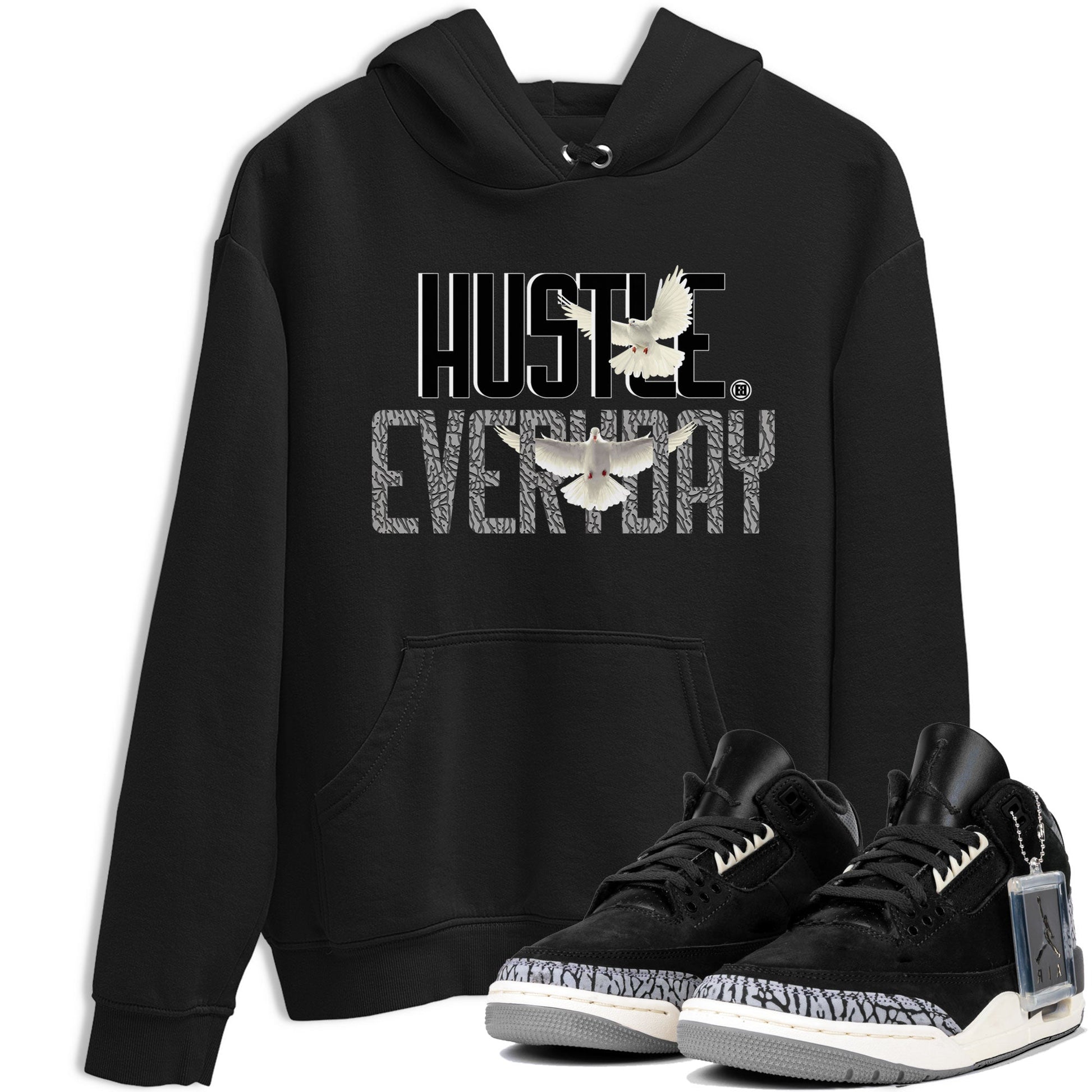 Air Jordan 3 Off Noir shirt to match jordans Daily Hustle sneaker tees Air Jordan 3 Retro Off Noir SNRT Sneaker Tees Unisex Black 1 T-Shirt