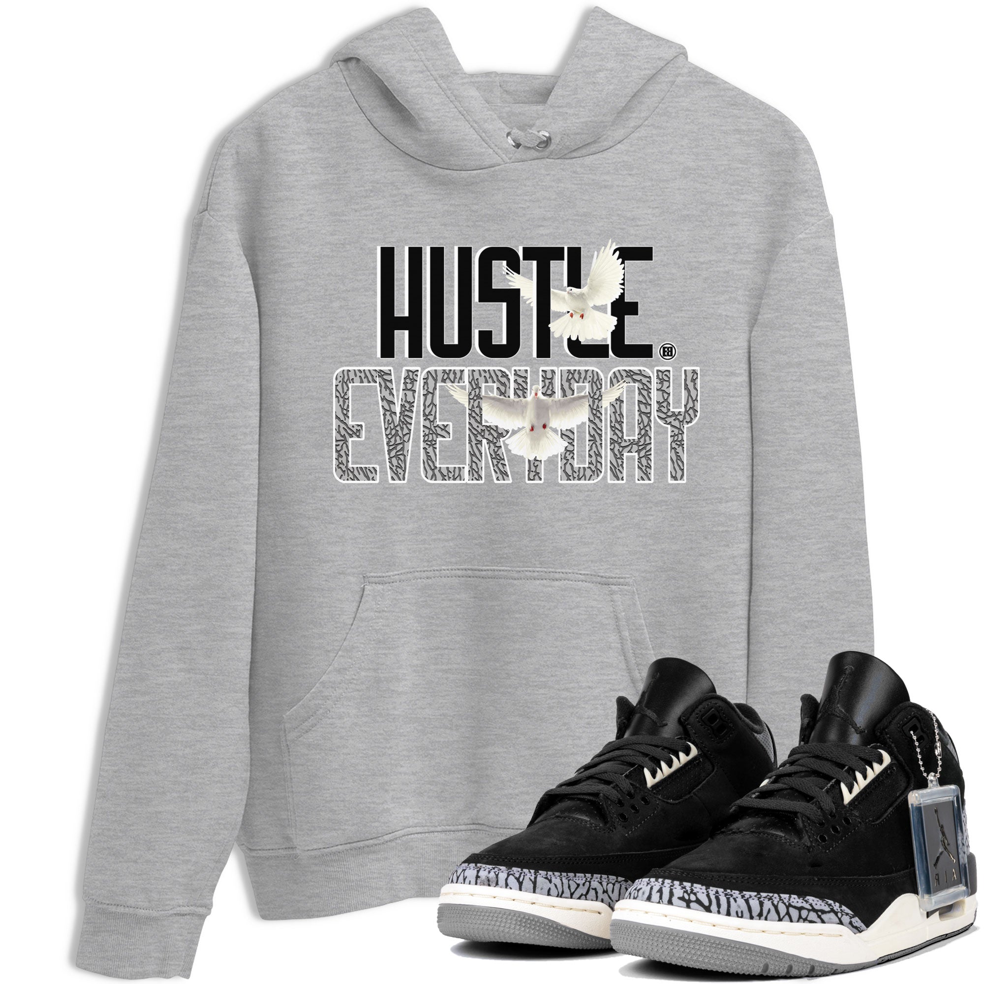 Air Jordan 3 Off Noir shirt to match jordans Daily Hustle sneaker tees Air Jordan 3 Retro Off Noir SNRT Sneaker Tees Unisex Heather Grey 1 T-Shirt