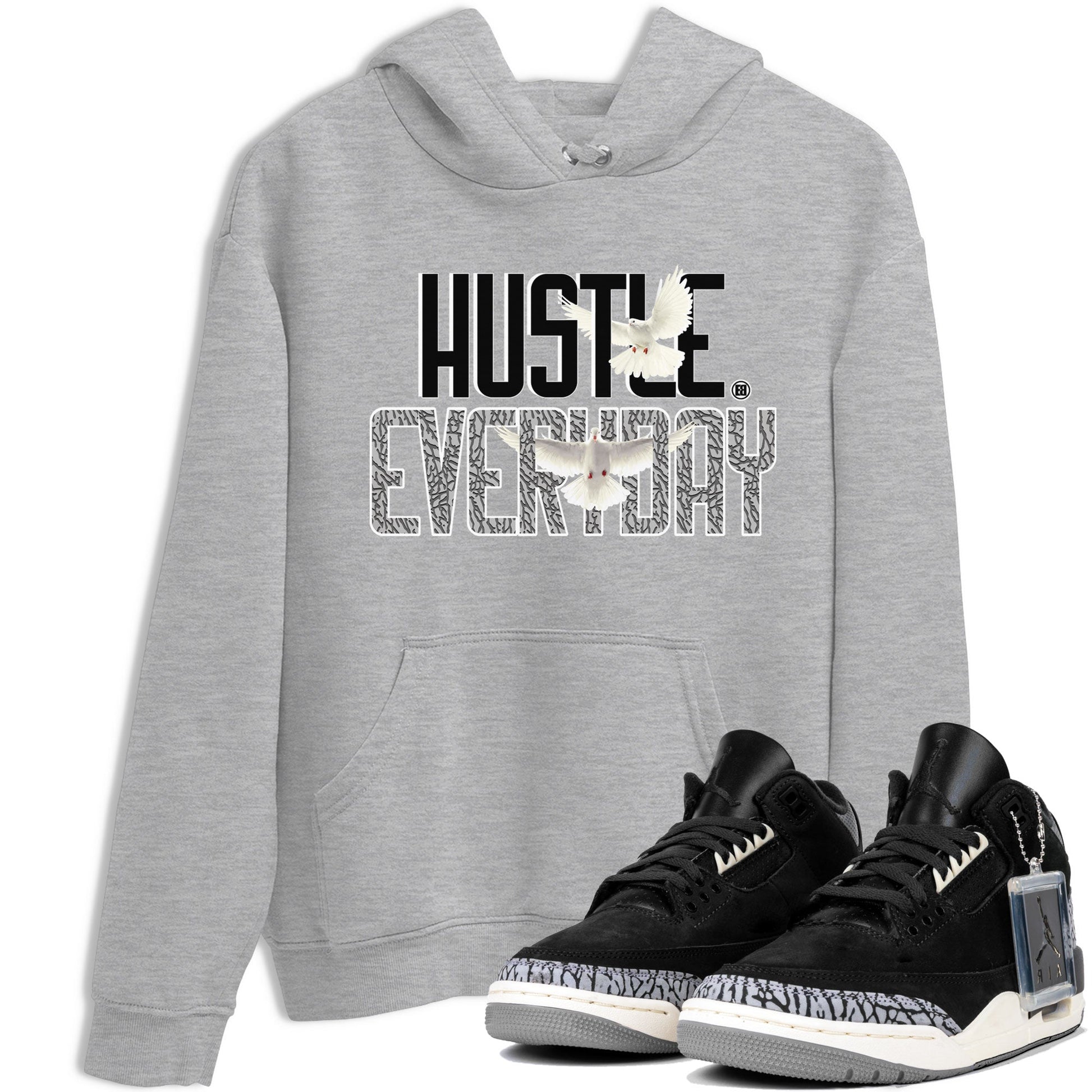 Air Jordan 3 Off Noir shirt to match jordans Daily Hustle sneaker tees Air Jordan 3 Retro Off Noir SNRT Sneaker Tees Unisex Heather Grey 1 T-Shirt