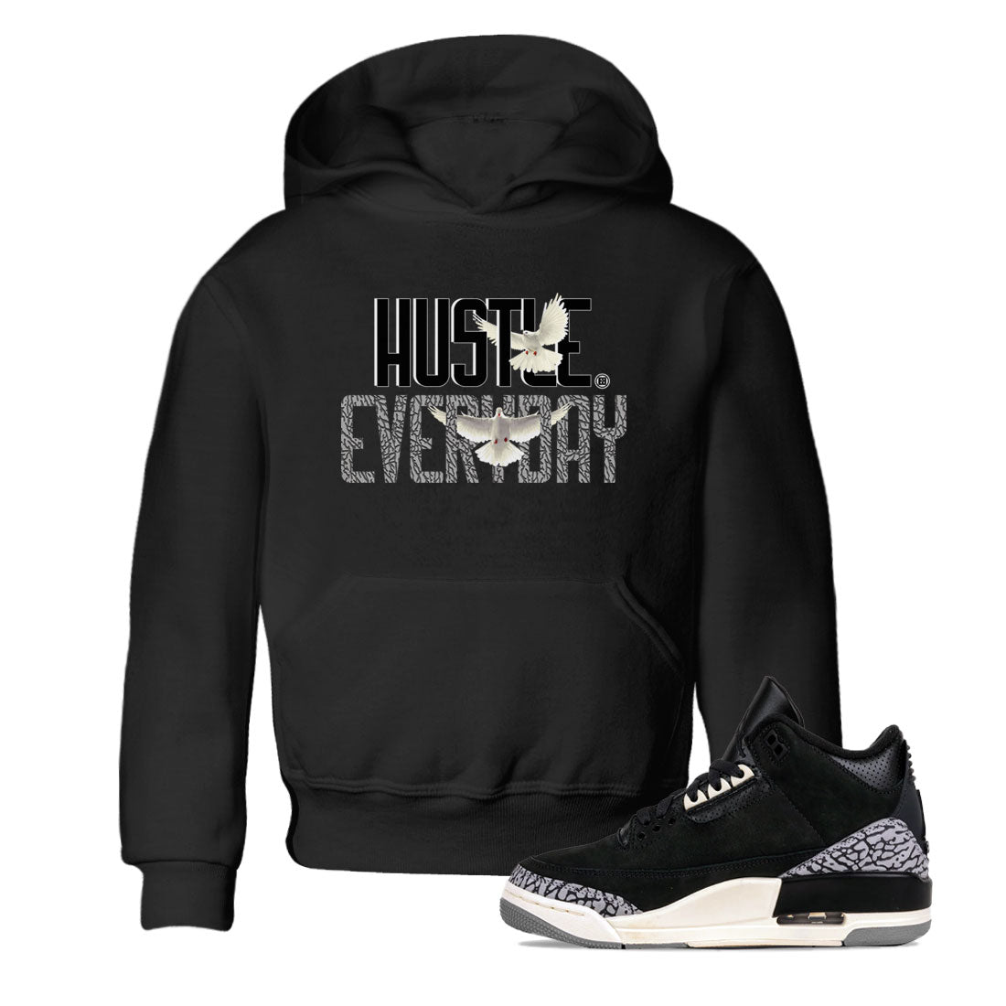 Air Jordan 3 Off Noir shirt to match jordans Daily Hustle sneaker tees Air Jordan 3 Retro Off Noir SNRT Sneaker Tees Baby Toddler Black 1 T-Shirt