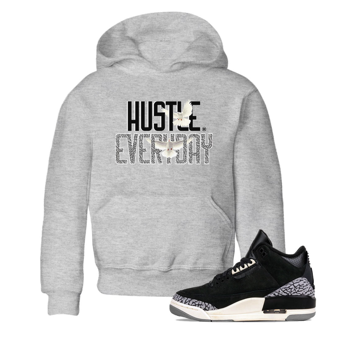 Air Jordan 3 Off Noir shirt to match jordans Daily Hustle sneaker tees Air Jordan 3 Retro Off Noir SNRT Sneaker Tees Baby Toddler Heather Grey 1 T-Shirt