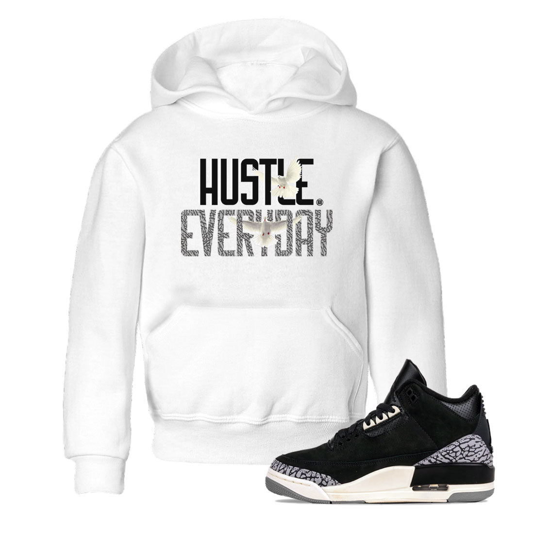 Air Jordan 3 Off Noir shirt to match jordans Daily Hustle sneaker tees Air Jordan 3 Retro Off Noir SNRT Sneaker Tees Baby Toddler White 1 T-Shirt