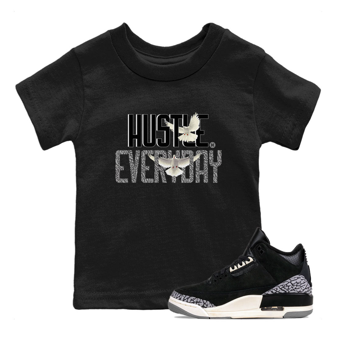 Air Jordan 3 Off Noir shirt to match jordans Daily Hustle sneaker tees Air Jordan 3 Retro Off Noir SNRT Sneaker Tees Baby Toddler Black 1 T-Shirt