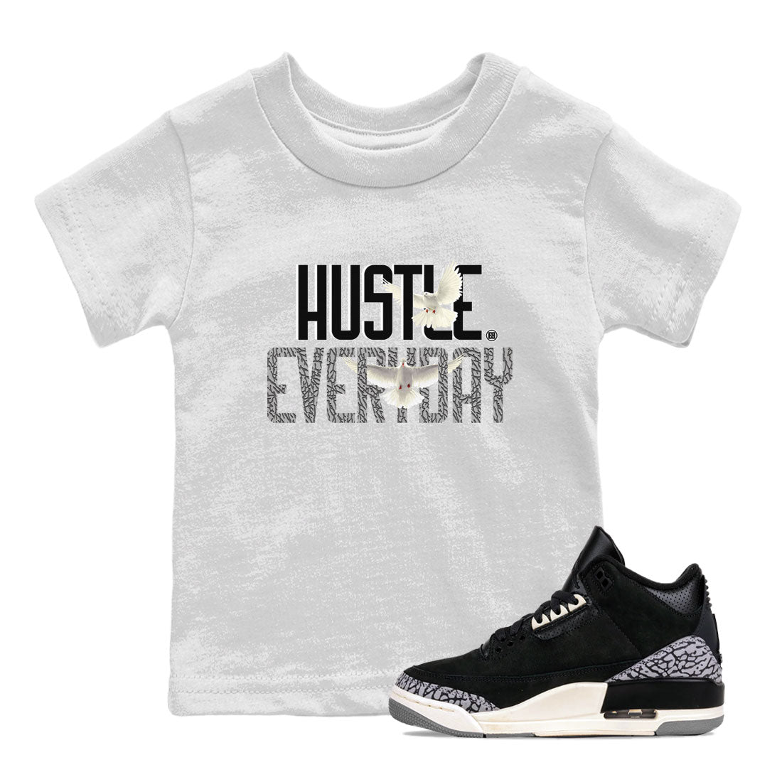 Air Jordan 3 Off Noir shirt to match jordans Daily Hustle sneaker tees Air Jordan 3 Retro Off Noir SNRT Sneaker Tees Baby Toddler White 1 T-Shirt