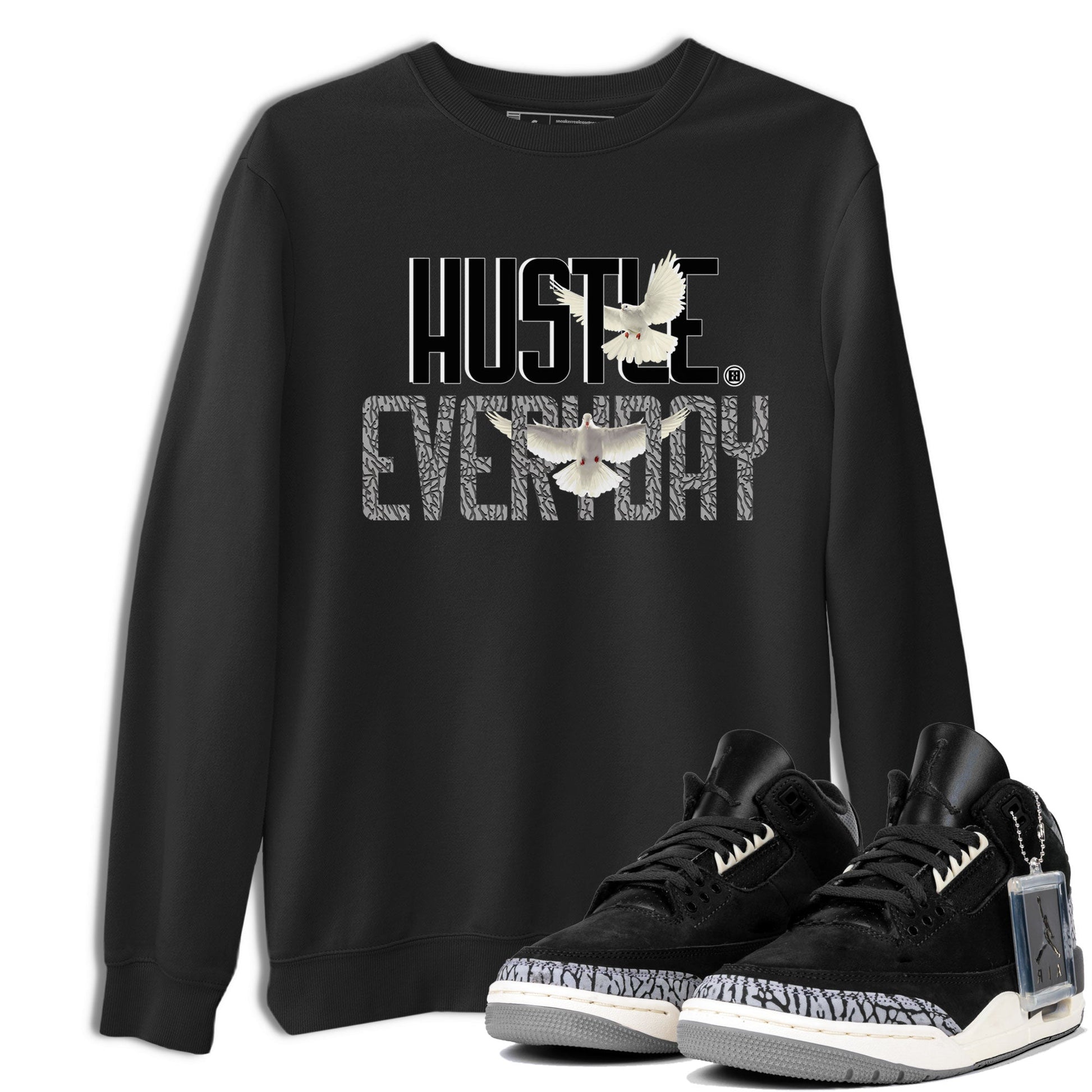 Air Jordan 3 Off Noir shirt to match jordans Daily Hustle sneaker tees Air Jordan 3 Retro Off Noir SNRT Sneaker Tees Unisex Black 1 T-Shirt