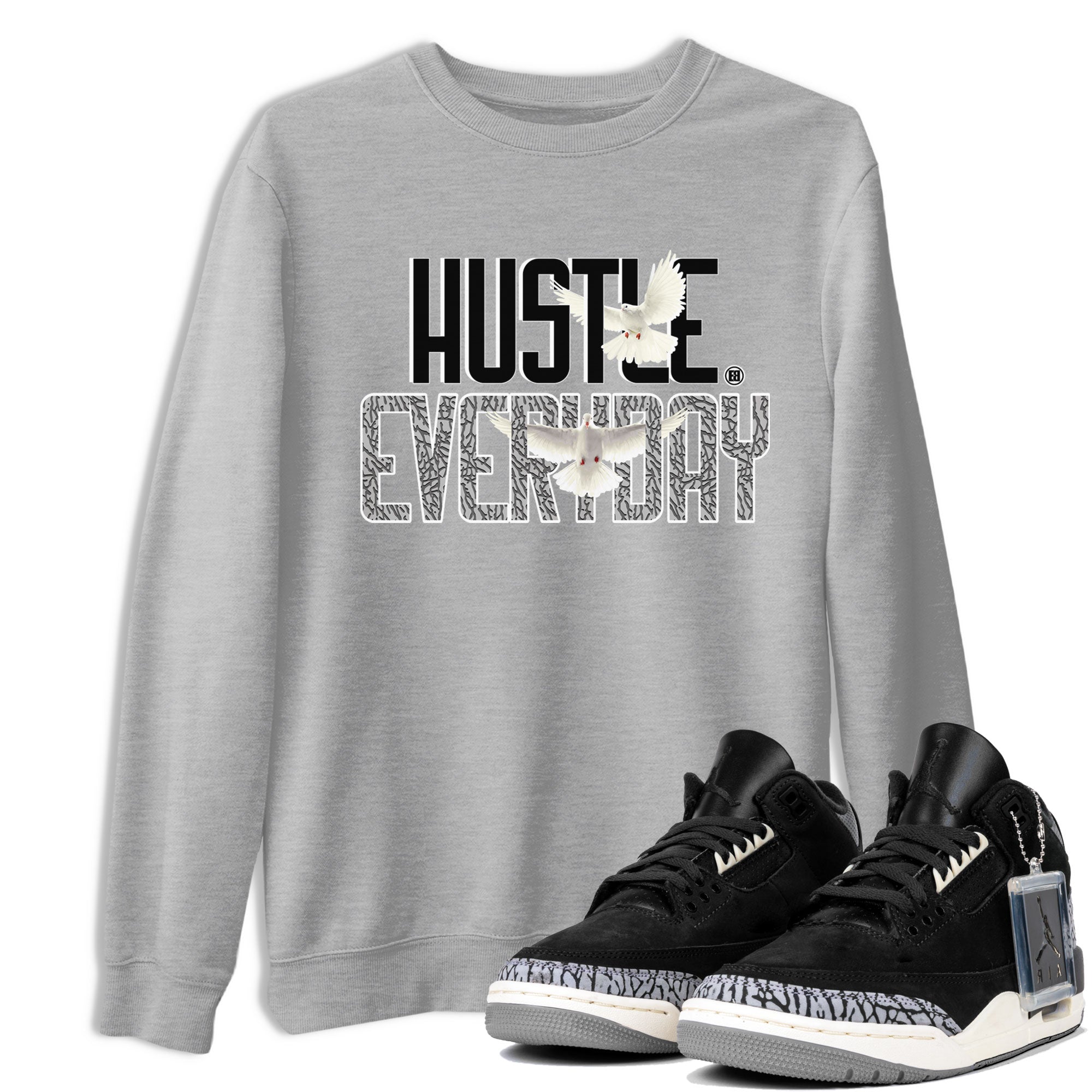 Air Jordan 3 Off Noir shirt to match jordans Daily Hustle sneaker tees Air Jordan 3 Retro Off Noir SNRT Sneaker Tees Unisex Heather Grey 1 T-Shirt