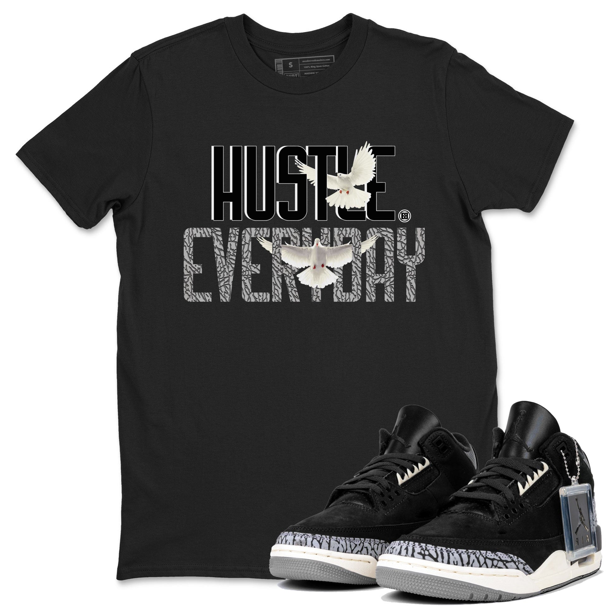 Air Jordan 3 Off Noir shirt to match jordans Daily Hustle sneaker tees Air Jordan 3 Retro Off Noir SNRT Sneaker Tees Unisex Black 1 T-Shirt