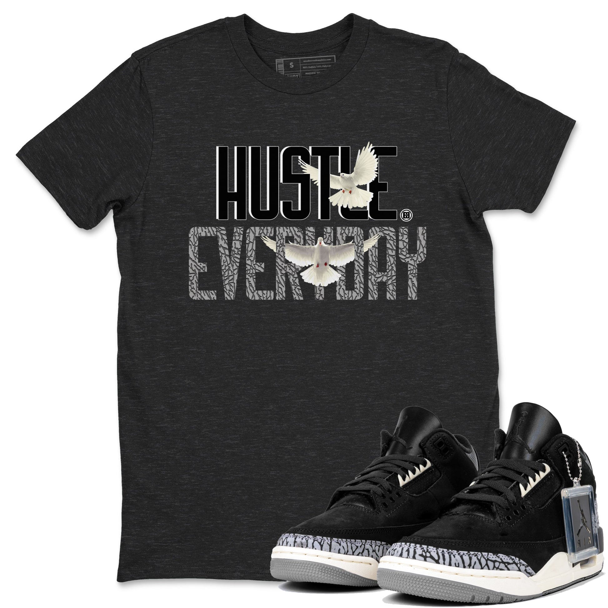 Air Jordan 3 Off Noir shirt to match jordans Daily Hustle sneaker tees Air Jordan 3 Retro Off Noir SNRT Sneaker Tees Unisex Charcoal Heather 1 T-Shirt