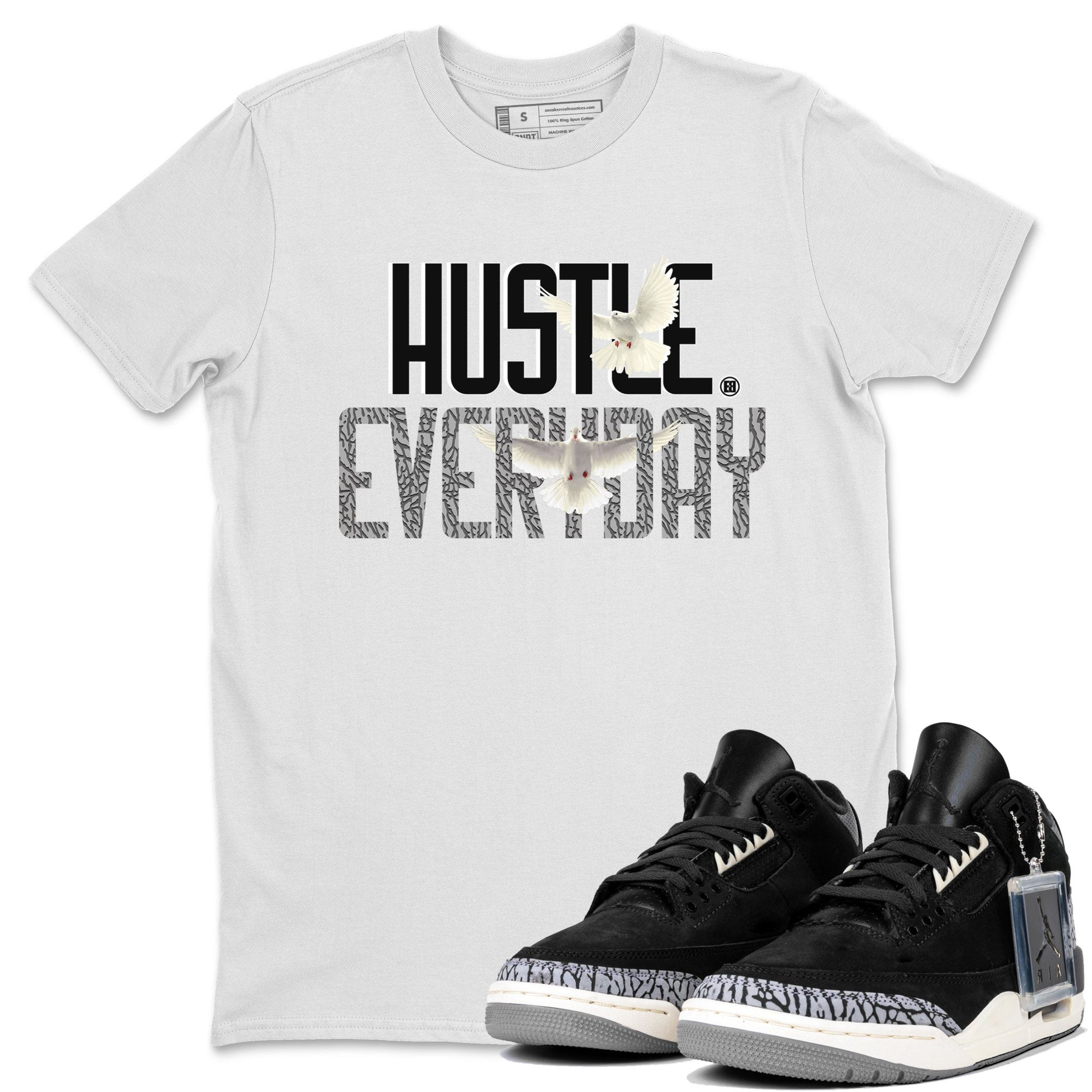Air Jordan 3 Off Noir shirt to match jordans Daily Hustle sneaker tees Air Jordan 3 Retro Off Noir SNRT Sneaker Tees Unisex White 1 T-Shirt