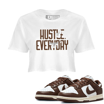 Dunk Low WMNS Cacao Wow sneaker shirt to match jordans Daily Hustle sneaker tees Dunk Cacao Wow SNRT Sneaker Release Tees White 1 Crop T-Shirt