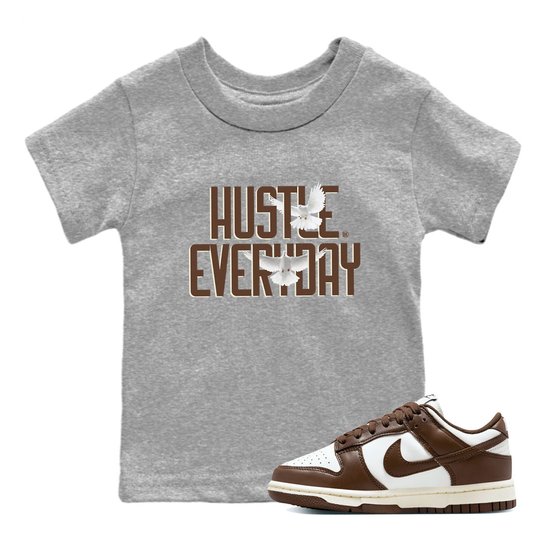 Dunk Low WMNS Cacao Wow sneaker shirt to match jordans Daily Hustle sneaker tees Dunk Cacao Wow SNRT Sneaker Release Tees Baby Toddler Heather Grey 1 T-Shirt