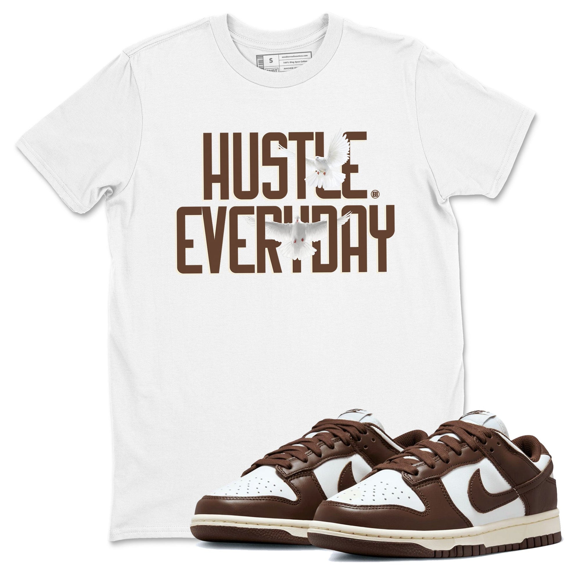 Dunk Low WMNS Cacao Wow sneaker shirt to match jordans Daily Hustle sneaker tees Dunk Cacao Wow SNRT Sneaker Tees Crew Neck Unisex Cotton Sneaker T-Shirt White 1 T-Shirt