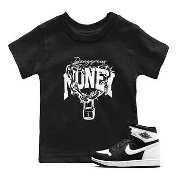 Air Jordan 1 High OG Black White shirt to match jordans Dangerous Money sneaker tees 1s Black White SNRT Sneaker Release Tees Streetwear baby toddler Black 1 cotton Shirt