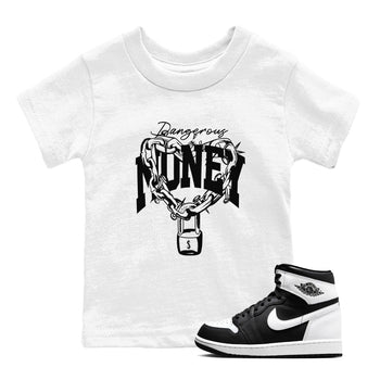 Air Jordan 1 High OG Black White shirt to match jordans Dangerous Money sneaker tees 1s Black White SNRT Sneaker Release Tees Streetwear baby toddler White 1 cotton Shirt