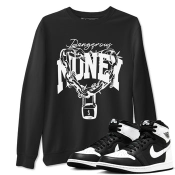 Air Jordan 1 High OG Black White shirt to match jordans Dangerous Money sneaker tees 1s Black White SNRT Sneaker Release Tees Streetwear unisex cotton Black 1 crew neck shirt
