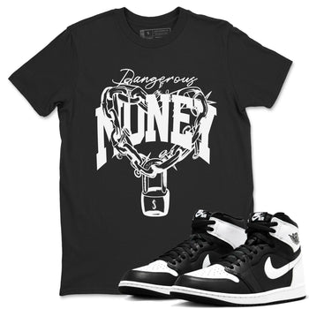 Air Jordan 1 High OG Black White shirt to match jordans Dangerous Money sneaker tees 1s Black White SNRT Sneaker Release Tees Streetwear unisex cotton Black 1 crew neck shirt