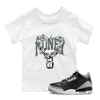 3s Green Glow shirt to match jordans Dangerous Money sneaker tees Air Jordan 3 Retro Green Glow SNRT sneaker release tees baby toddler White 1 cotton Shirt
