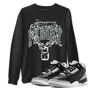 3s Green Glow shirt to match jordans Dangerous Money sneaker tees Air Jordan 3 Retro Green Glow SNRT Sneaker Release Tees unisex cotton Black 1 crew neck shirt