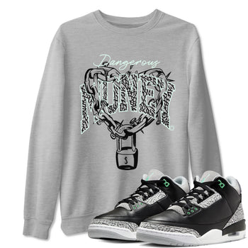 3s Green Glow shirt to match jordans Dangerous Money sneaker tees Air Jordan 3 Retro Green Glow SNRT Sneaker Release Tees unisex cotton Heather Grey 1 crew neck shirt