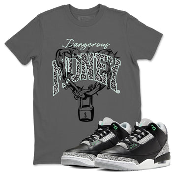 3s Green Glow shirt to match jordans Dangerous Money sneaker tees Air Jordan 3 Retro Green Glow SNRT Sneaker Release Tees unisex cotton Cool Grey 1 crew neck shirt