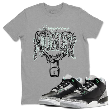 3s Green Glow shirt to match jordans Dangerous Money sneaker tees Air Jordan 3 Retro Green Glow SNRT Sneaker Release Tees unisex cotton Heather Grey 1 crew neck shirt