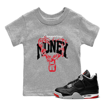 4s Bred Reimagined shirt to match jordans Dangerous Money sneaker tees Air Jordan 4 Bred Reimagined SNRT Sneaker Release Tees Streetwear baby toddler Heather Grey 1 cotton Shirt