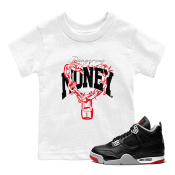 4s Bred Reimagined shirt to match jordans Dangerous Money sneaker tees Air Jordan 4 Bred Reimagined SNRT Sneaker Release Tees Streetwear baby toddler White 1 cotton Shirt