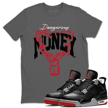 4s Bred Reimagined shirt to match jordans Dangerous Money sneaker tees Air Jordan 4 Bred Reimagined SNRT Sneaker Release Tees Streetwear unisex cotton Cool Grey 1 crew neck shirt