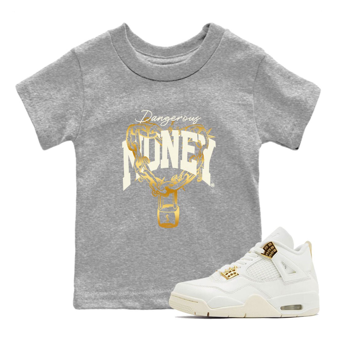 4s Sail shirt to match jordans Dangerous Money sneaker tees Air Jordan 4 Sail SNRT sneaker release tees baby toddler Heather Grey 1 cotton Shirt