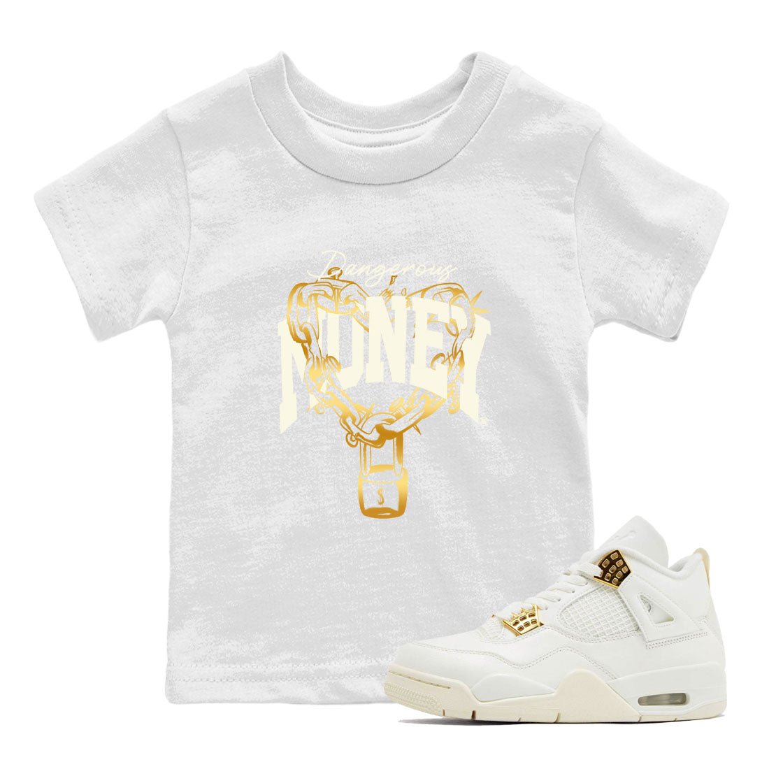 4s Sail shirt to match jordans Dangerous Money sneaker tees Air Jordan 4 Sail SNRT sneaker release tees baby toddler White 1 cotton Shirt