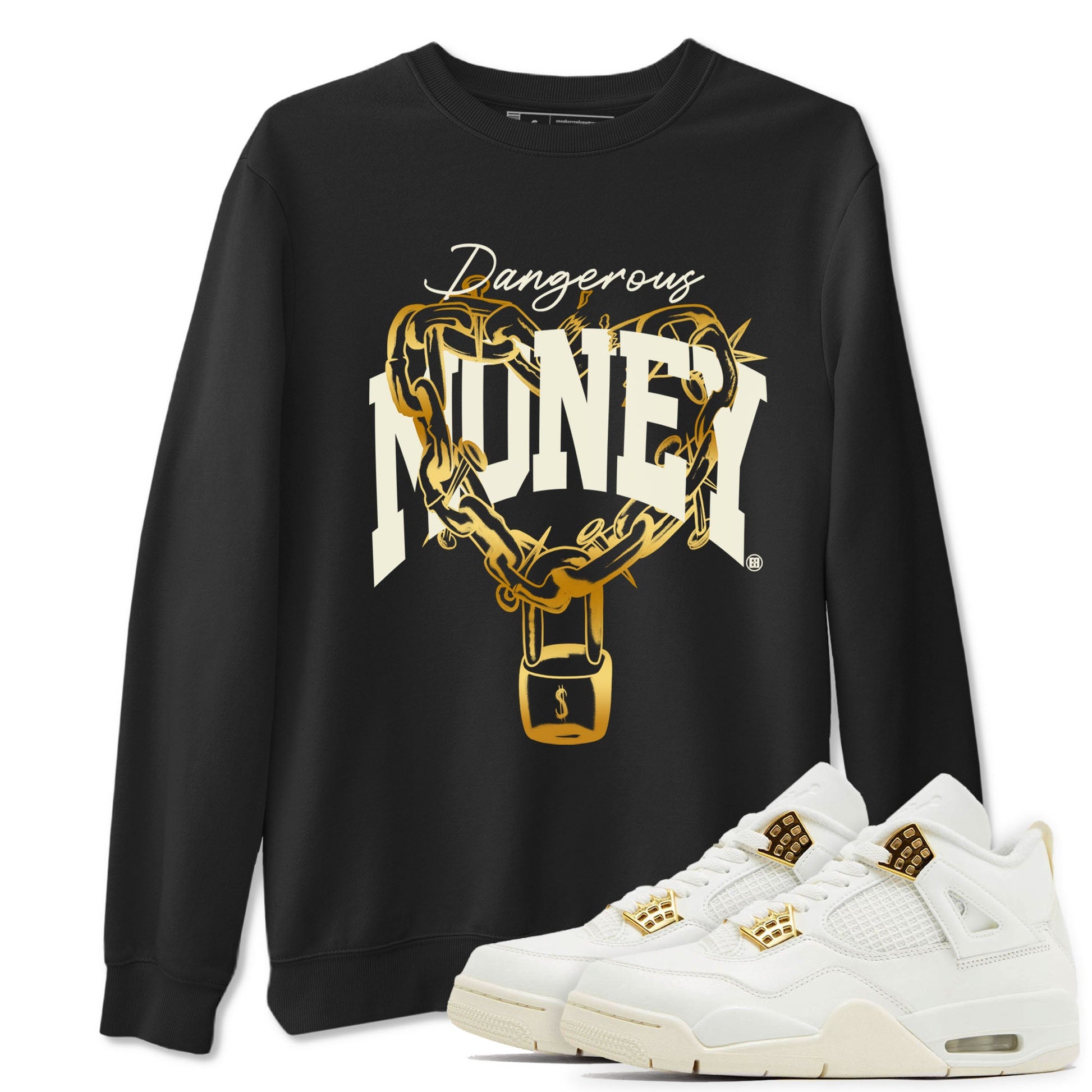 4s Sail shirt to match jordans Dangerous Money sneaker tees Air Jordan 4 Sail SNRT Sneaker Release Tees unisex cotton Black 1 crew neck shirt