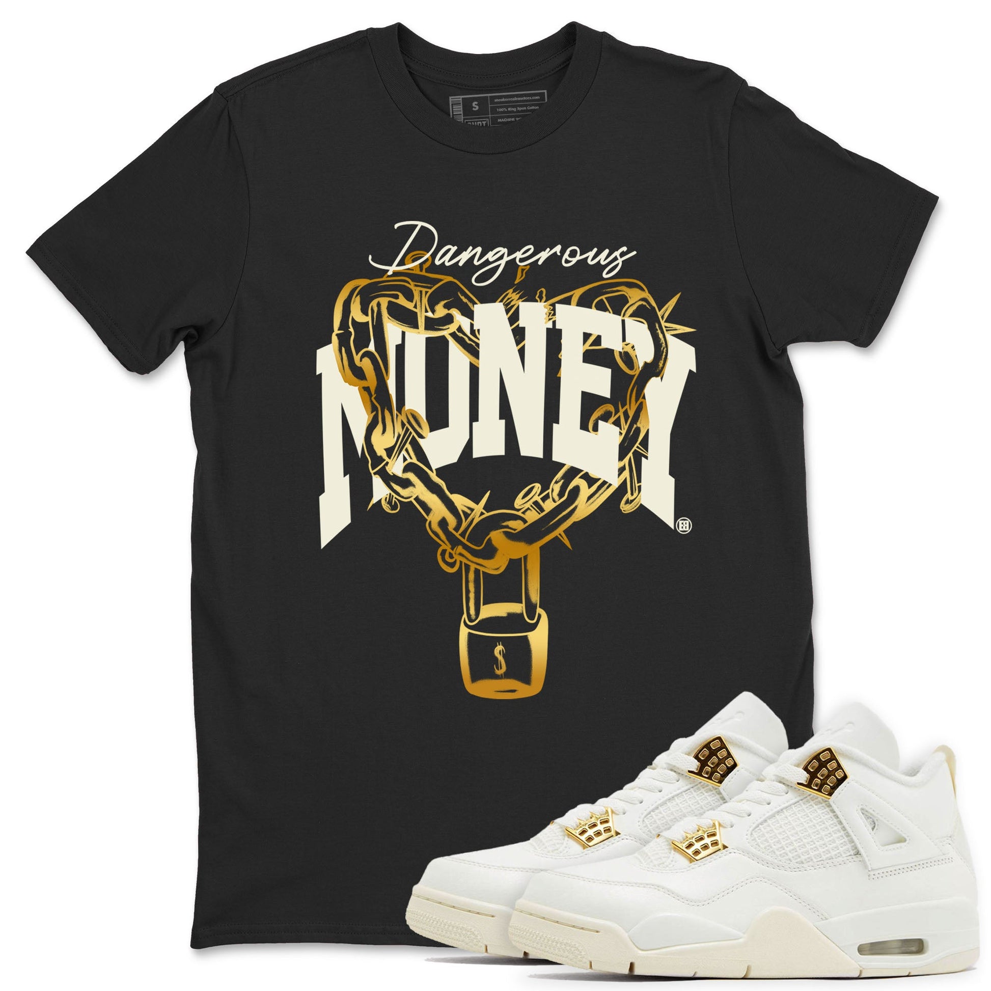 4s Sail shirt to match jordans Dangerous Money sneaker tees Air Jordan 4 Sail SNRT Sneaker Release Tees unisex cotton Black 1 crew neck shirt