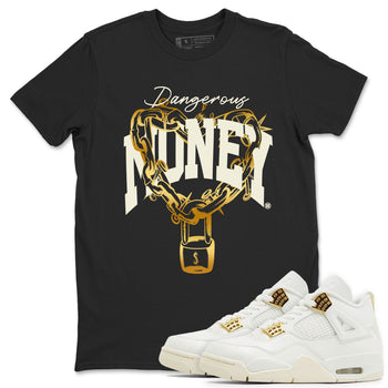 4s Sail shirt to match jordans Dangerous Money sneaker tees Air Jordan 4 Sail SNRT Sneaker Release Tees unisex cotton Black 1 crew neck shirt