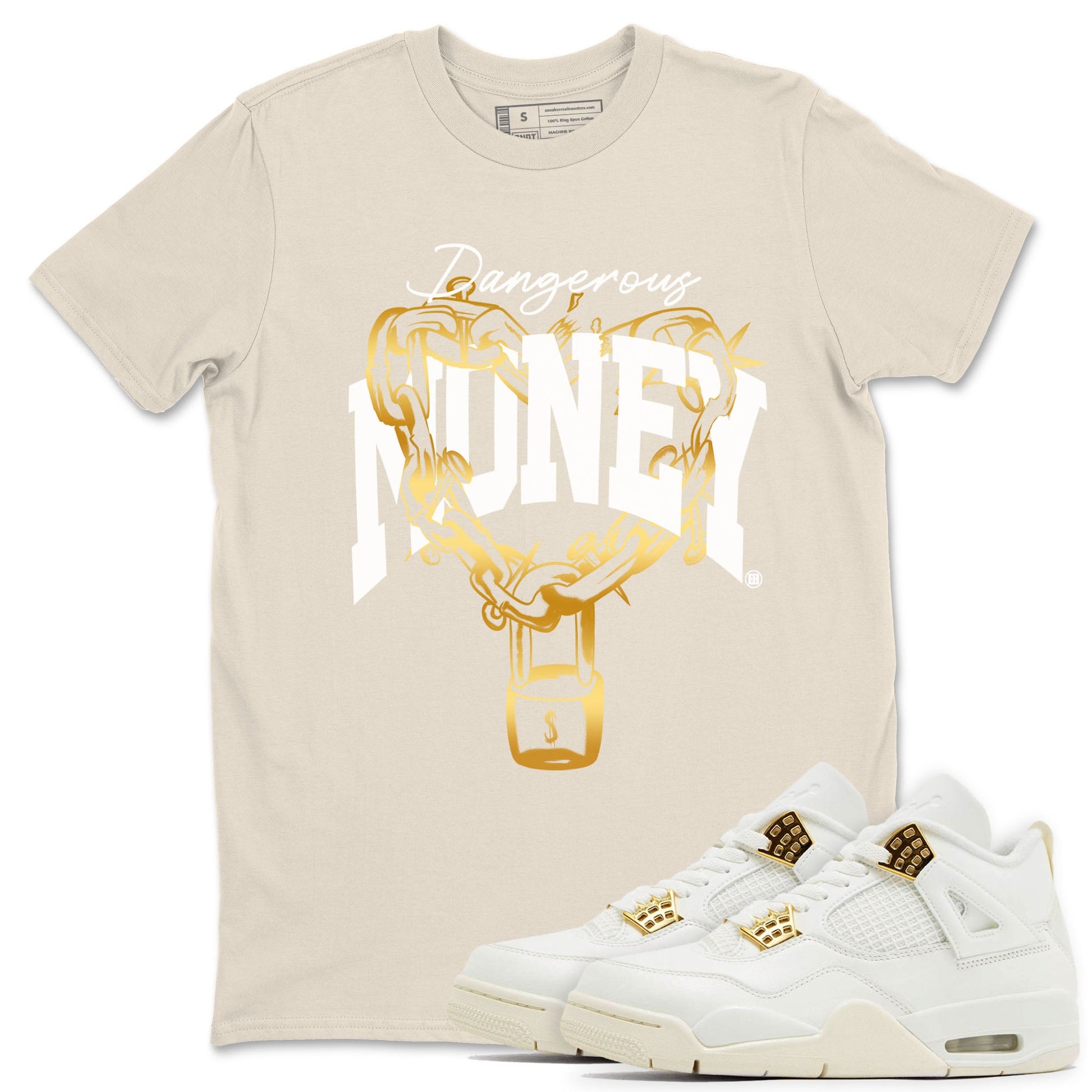 4s Sail shirt to match jordans Dangerous Money sneaker tees Air Jordan 4 Sail SNRT Sneaker Release Tees unisex cotton Natural 1 crew neck shirt