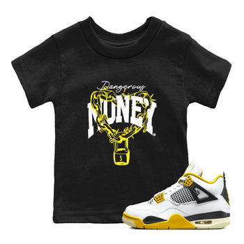 4s Vivid Sulfur shirt to match jordans Dangerous Money sneaker tees Air Jordan 4 Vivid Sulfur SNRT sneaker release tees baby toddler Black 1 cotton Shirt