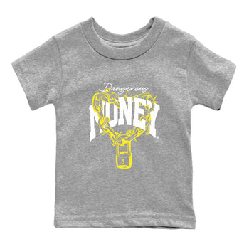 4s Vivid Sulfur shirt to match jordans Dangerous Money sneaker tees Air Jordan 4 Vivid Sulfur SNRT sneaker release tees baby toddler Heather Grey 2 cotton Shirt