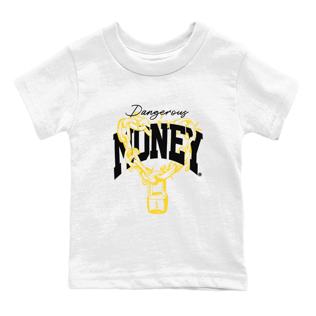 4s Vivid Sulfur shirt to match jordans Dangerous Money sneaker tees Air Jordan 4 Vivid Sulfur SNRT sneaker release tees baby toddler White 2 cotton Shirt