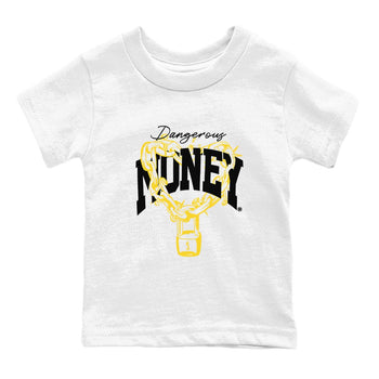 4s Vivid Sulfur shirt to match jordans Dangerous Money sneaker tees Air Jordan 4 Vivid Sulfur SNRT sneaker release tees baby toddler White 2 cotton Shirt