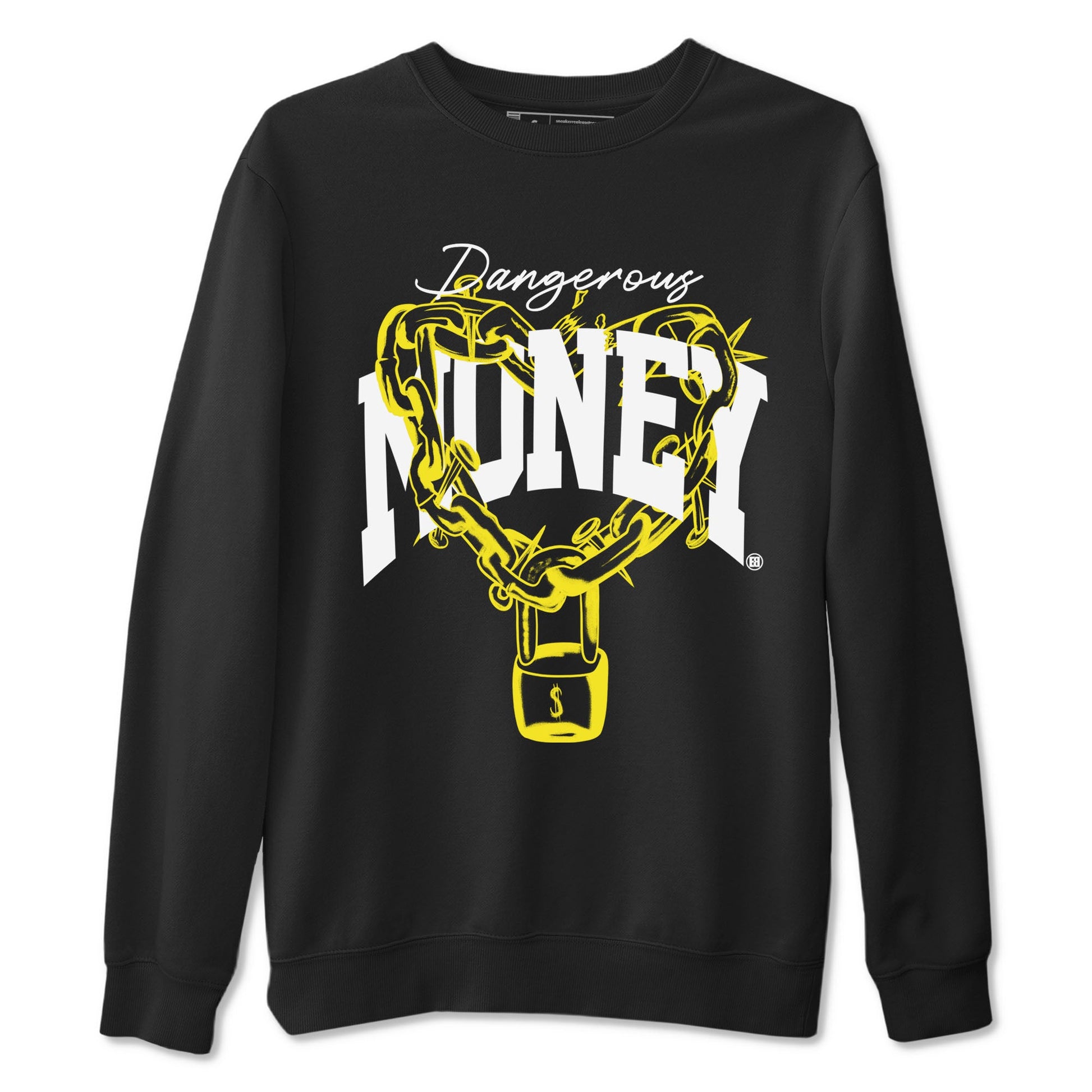 4s Vivid Sulfur shirt to match jordans Dangerous Money sneaker tees Air Jordan 4 Vivid Sulfur SNRT Sneaker Release Tees unisex cotton Black 2 crew neck shirt