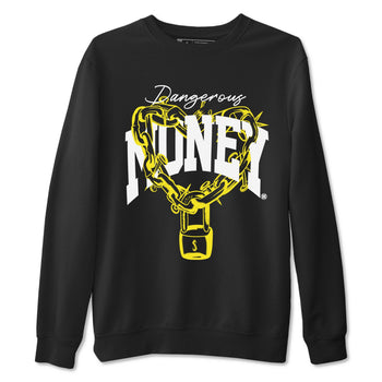 4s Vivid Sulfur shirt to match jordans Dangerous Money sneaker tees Air Jordan 4 Vivid Sulfur SNRT Sneaker Release Tees unisex cotton Black 2 crew neck shirt